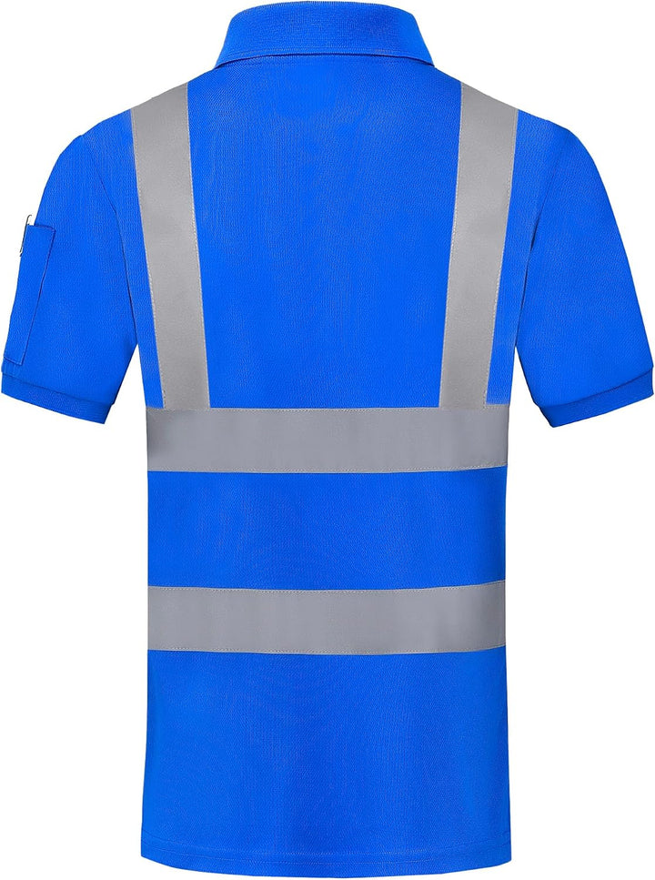 Warnschutz Polo T-Shirt Warnschutzshirt Warnshirt Warnschutz Arbeitskleidung 7 Farben S Kurzarm-blau