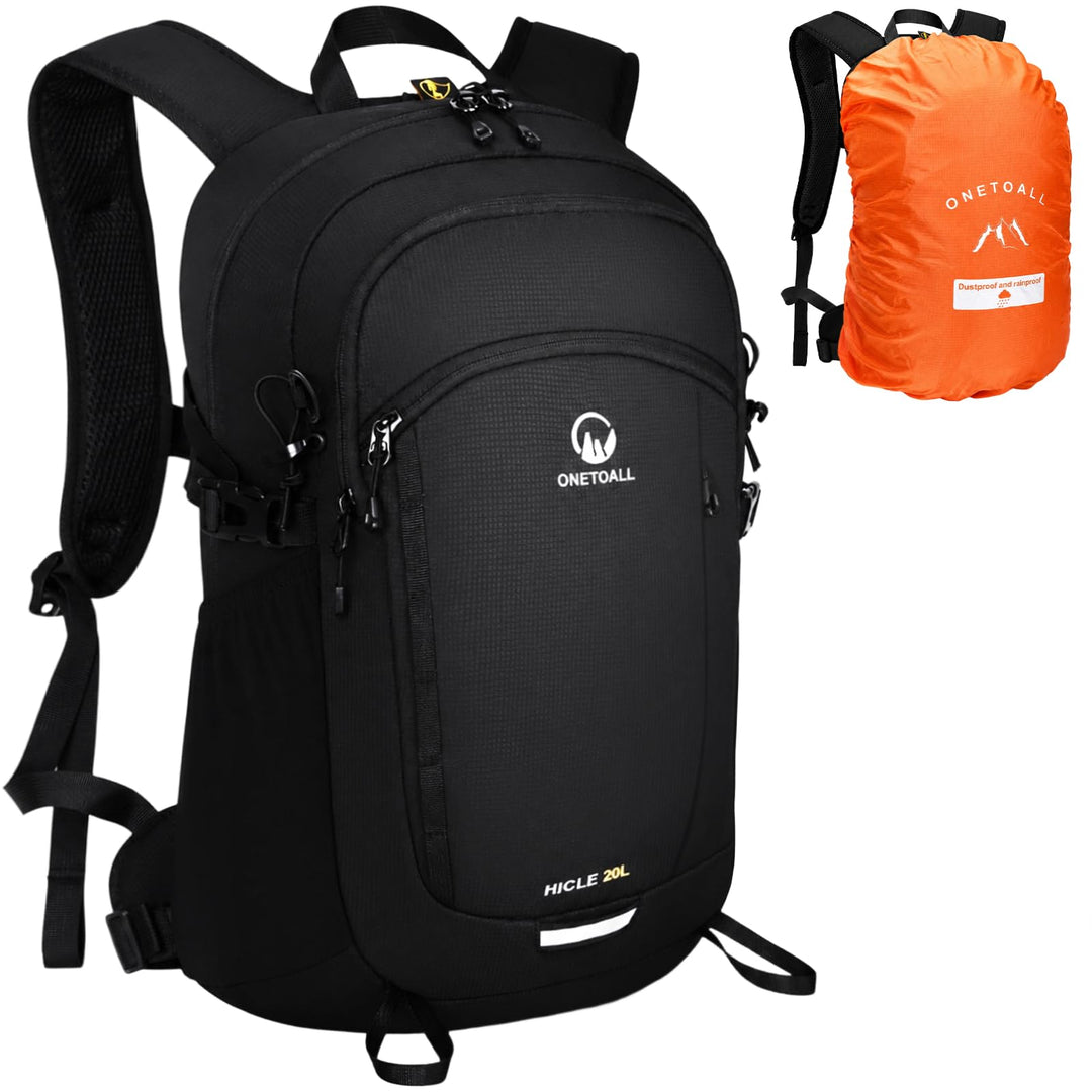 Wanderrucksack Damen & Herren 20L, Leichter Tagesrucksack Klein, Rucksack Wasserdicht mit Regenhülle