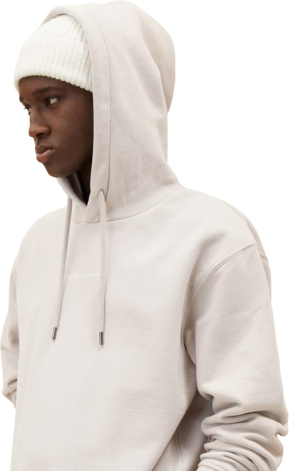 TOM TAILOR Denim Herren Hoodie Sweatshirt mit kleinem Logo-Print S 11754 - Light Dove Grey, S 11754