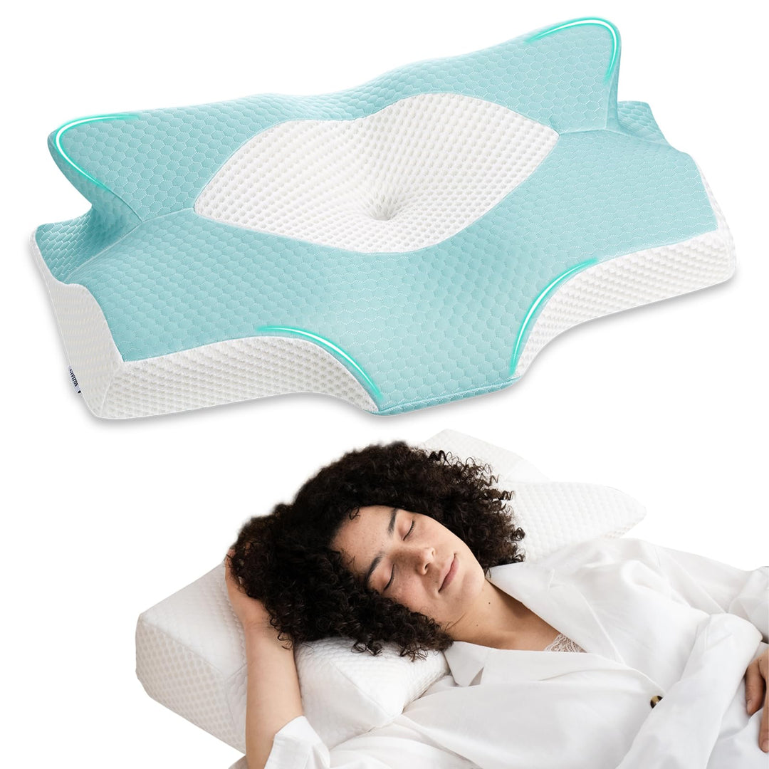 Elviros Orthopädisches Nackenkissen aus Memory Foam, Ergonomisches Kopfkissen Nackenschmerzen, für R
