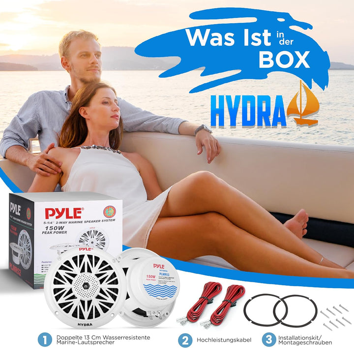 Pyle Marine Lautsprecher (150 Watt, 13,33 cm (5,25 Zoll), 2-Wege) weiss