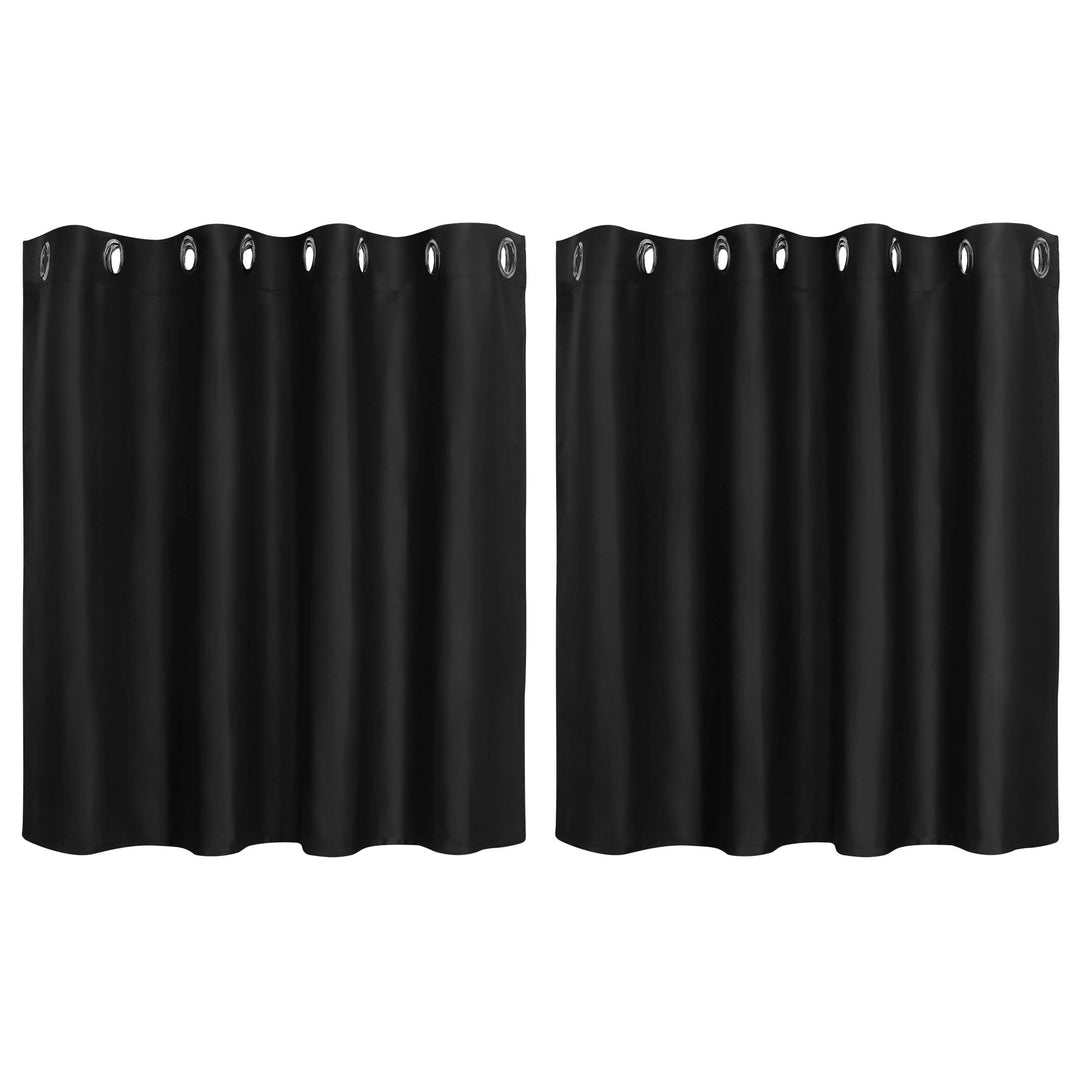 PiccoCasa 2er Set Gardine für Küche Polyester Scheibengardine Kurzgardine Blickdicht Kleine Gardine