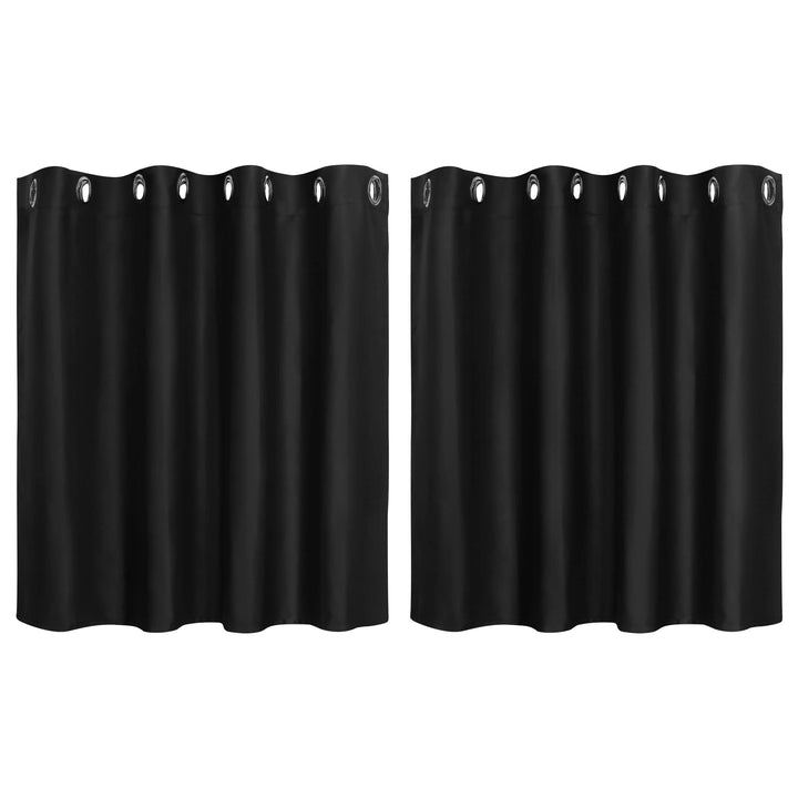 PiccoCasa 2er Set Gardine für Küche Polyester Scheibengardine Kurzgardine Blickdicht Kleine Gardine