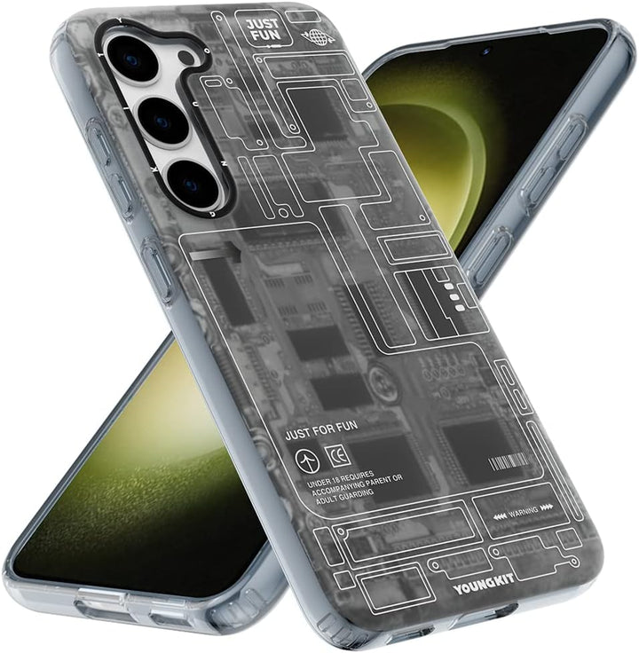 YOUNGKIT Handyhülle für Samsung Galaxy S23 Plus,Schutz in Militärqualität, Leiterplatten Muster Krat
