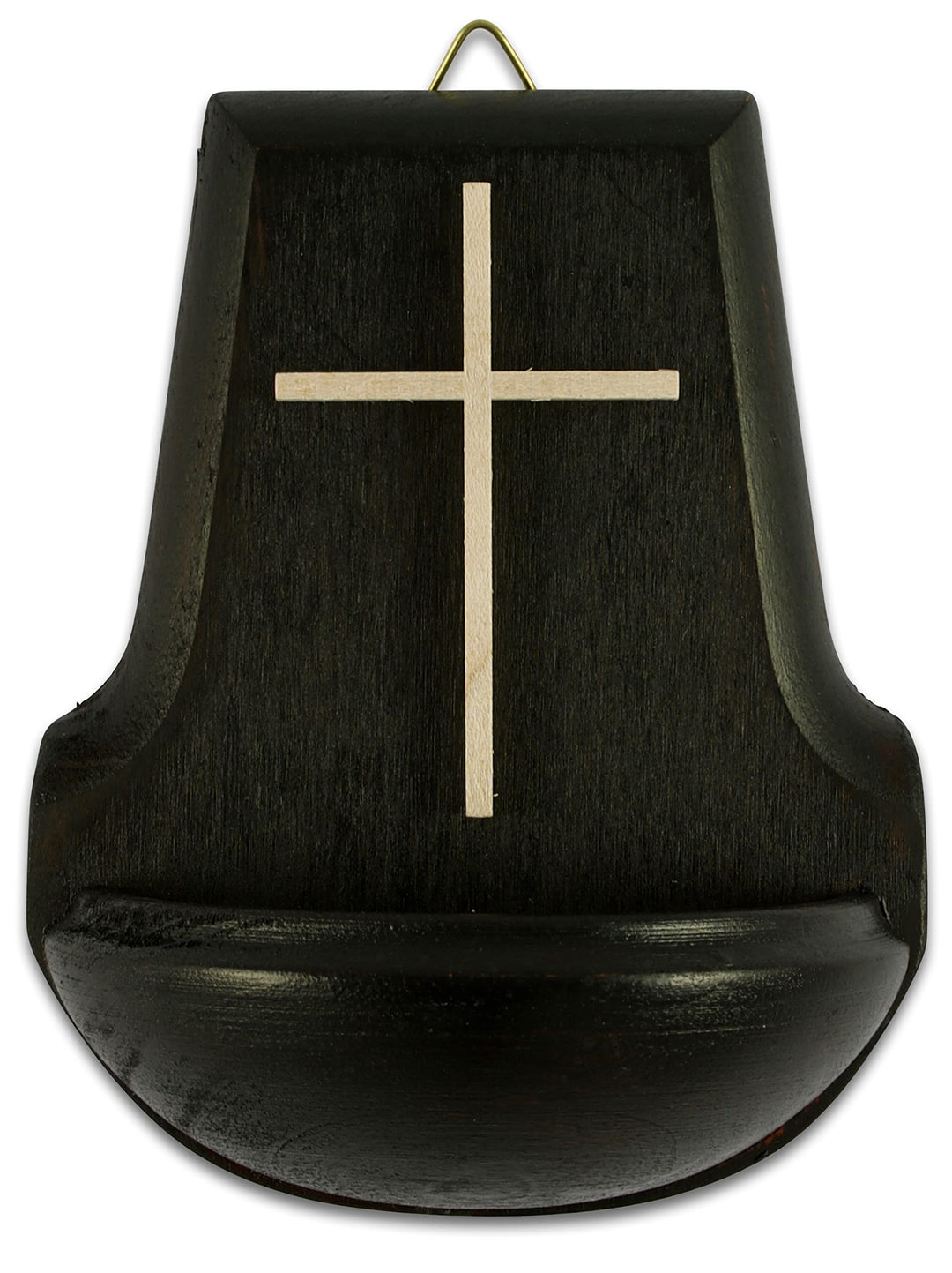 MaMeMi Holz-Weihkessel mit Motiv Kreuz Ahorn, dunkel