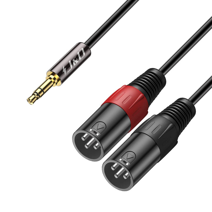 J&D 3,5mm 1/8 Zoll auf Dual-XLR Y Splitter Kabel, PVC Geschält 2x XLR Männlich zu 3,5mm TRS Männlich
