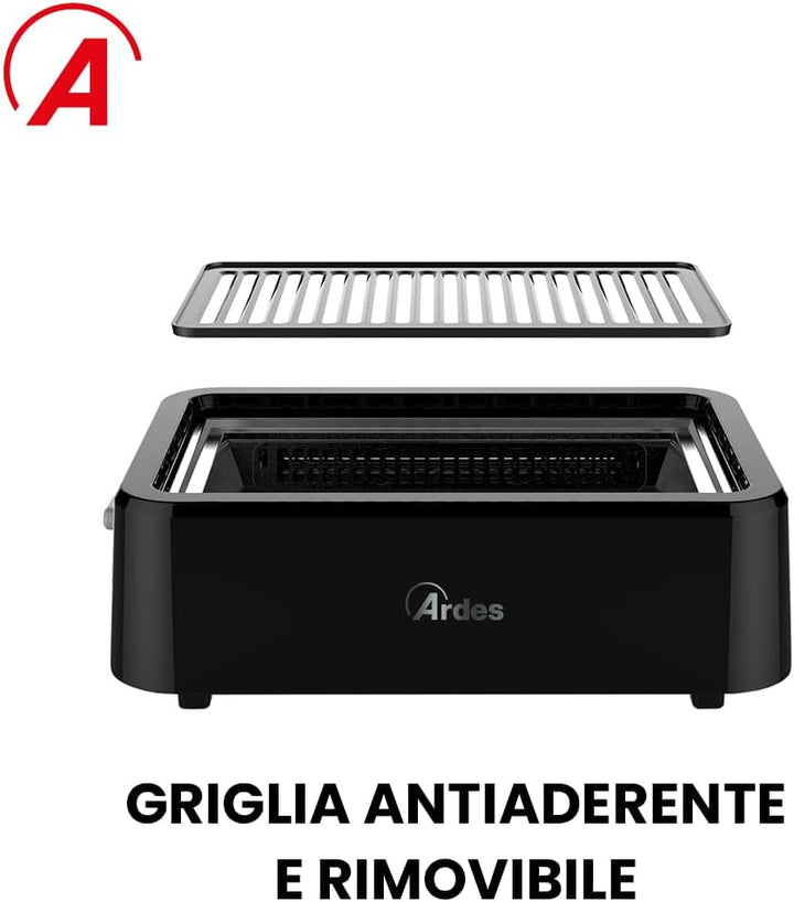 ARDES - ARGRILL01 Rauchfreier Elektrogrill GRILL AMO, BBQ, Rauchfrei, Infrarotheizung 1100 W, Tragba