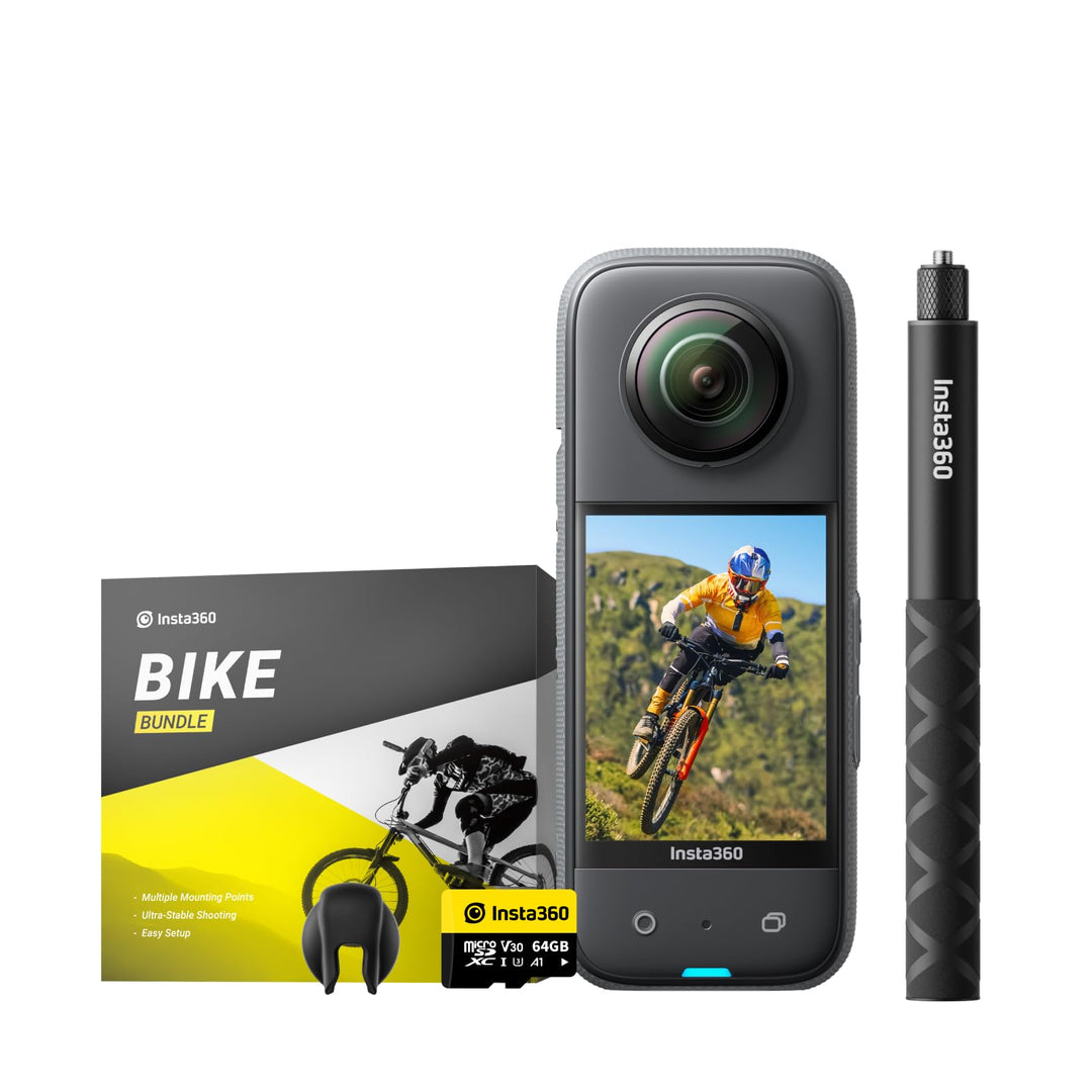 Insta360 X3 Fahrrad-Kit - wasserdichte 360°-Actionkamera mit 1/2"-Sensor, 5,7K 360°, 72MP 360°-Fotos