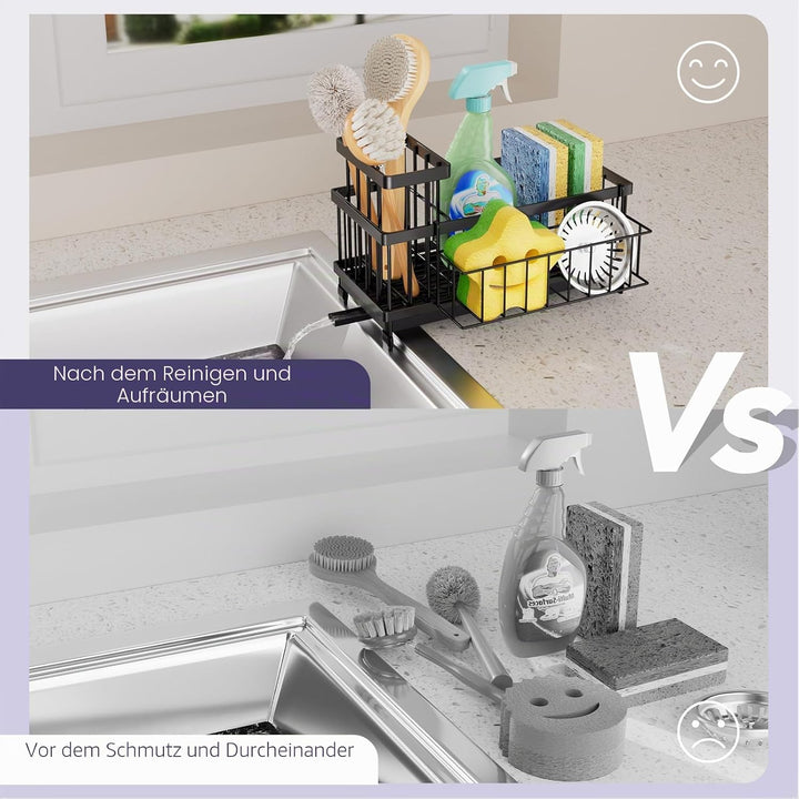 SWTYMIKI Spülbecken Organizer Spülmittel Organizer - Grosser Spüle Organizer mit 360° Automatischer