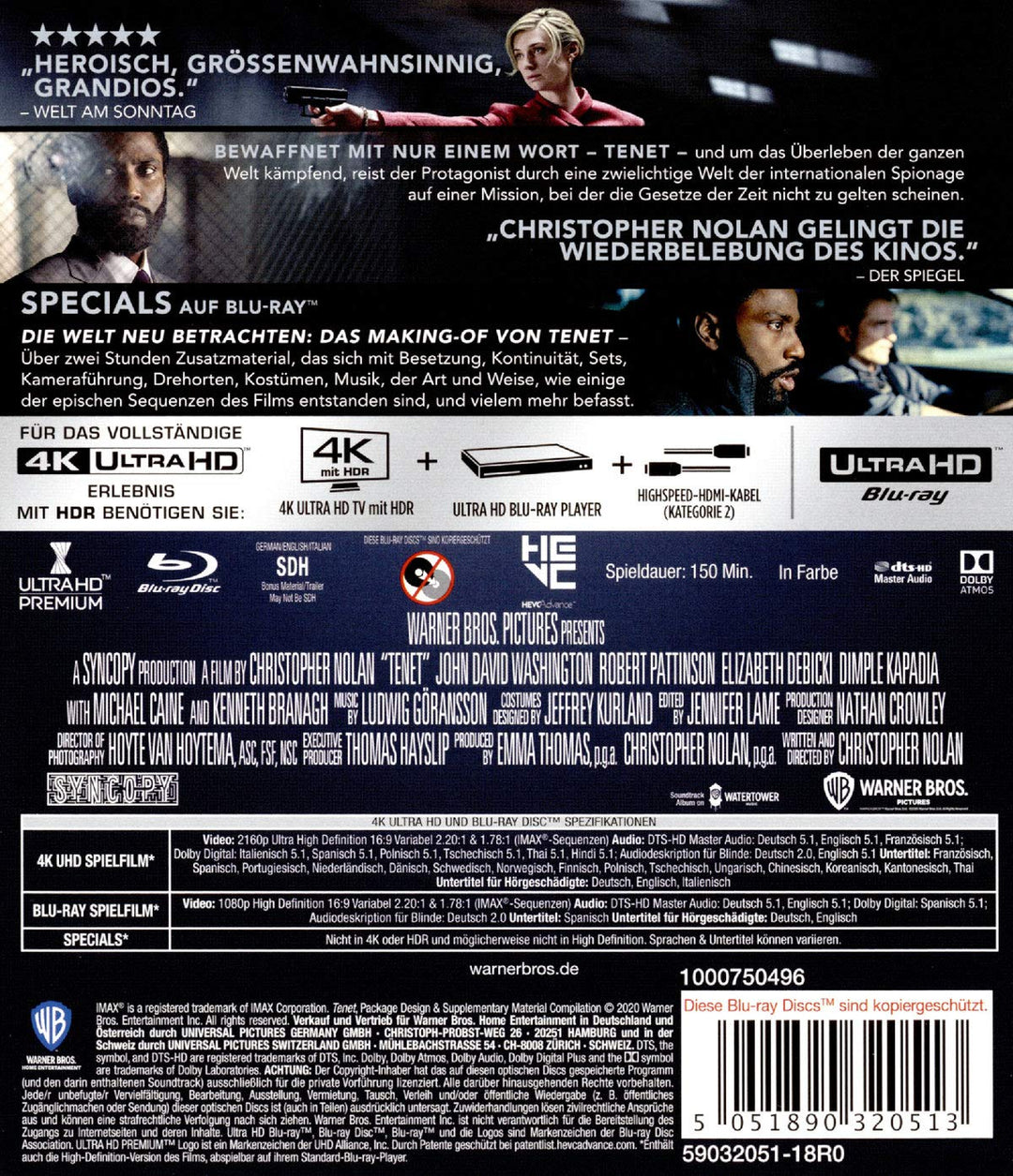 Tenet (4K Ultra-HD) (+ Blu-ray 2D) (+ Bonus-Blu-ray), 4K