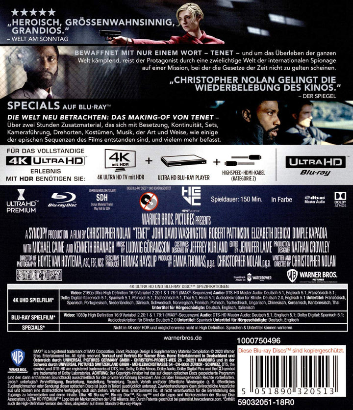 Tenet (4K Ultra-HD) (+ Blu-ray 2D) (+ Bonus-Blu-ray), 4K