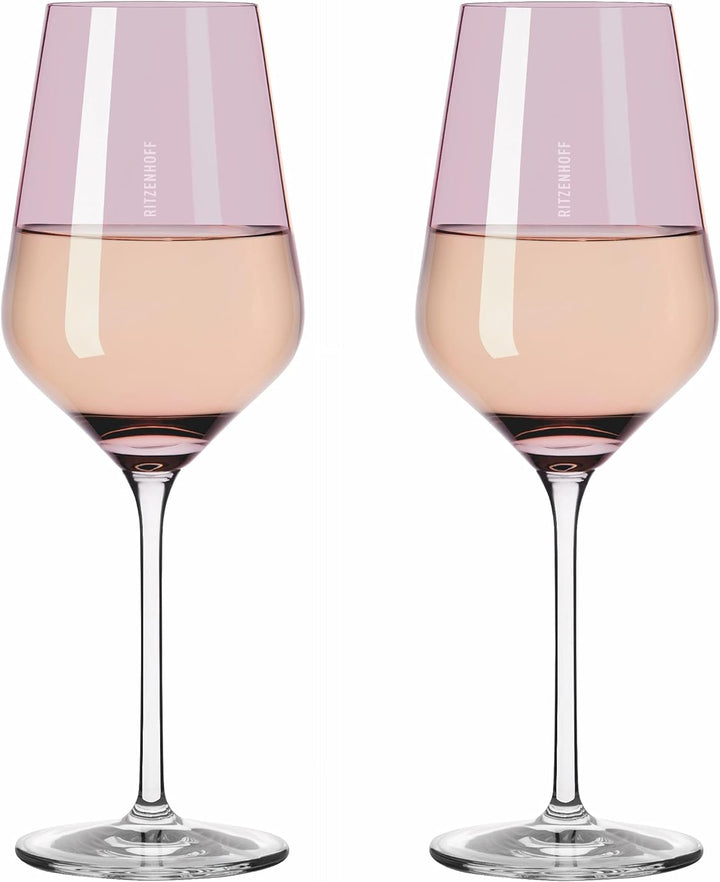 Ritzenhoff 3641003 Weissweinglas 300 ml – Serie Fjordlicht Nr. 3 – 2 Stück mit Farbverlauf Berry – M