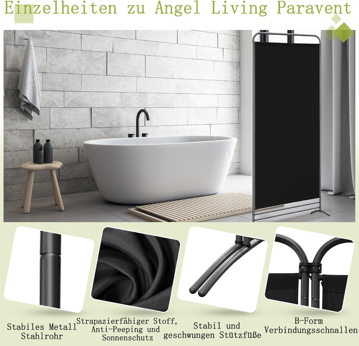 Angel Living Paravent 1 Teilig Klappbar Raumteiler Freistehend Sichtschutzwand Raumteiler Stellwand