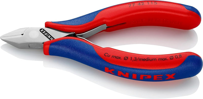 Knipex Elektronik-Seitenschneider mit Mehrkomponenten-Hüllen 115 mm 77 42 115 spitzer Kopf, ohne Fac