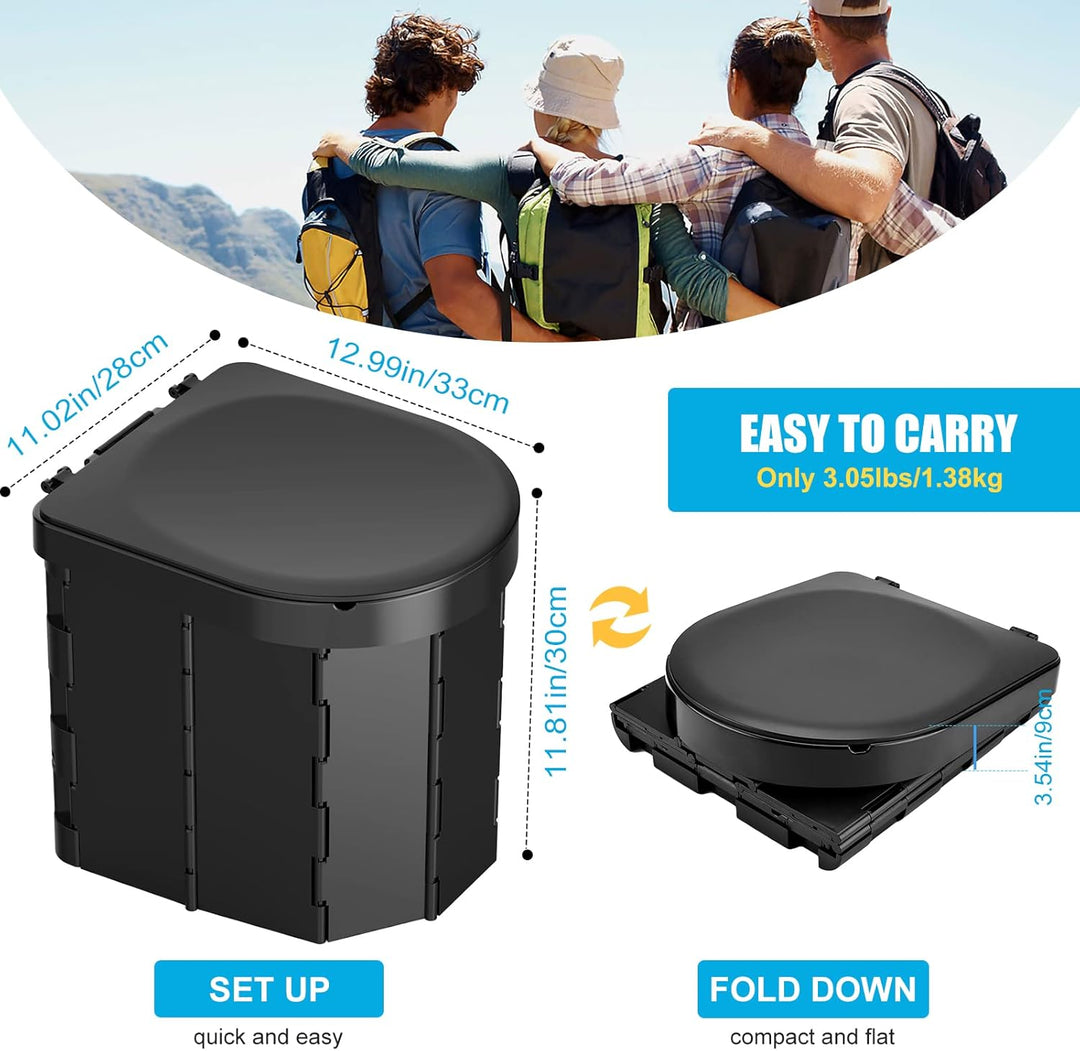 WADEO Tragbare Campingtoilette mit Abnehmbarer Einlage, Klapptoilette für Erwachsene und Kinder, Fal