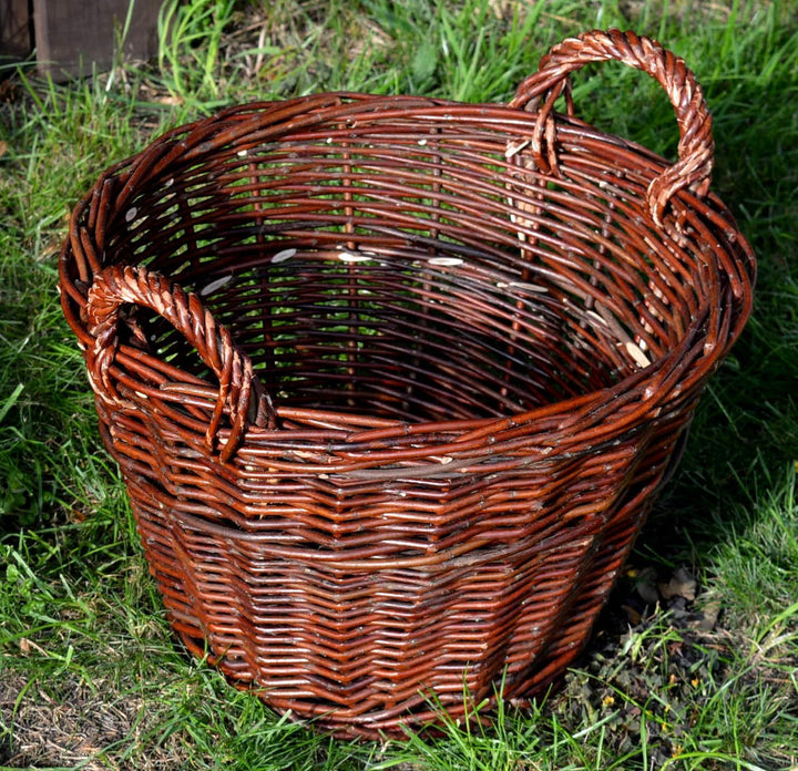 7 Grössen WIKLER Gartenkorb Kartoffelkorb Kaminkorb Holzkorb Weide Kiepe Erntkorb Füllkorb (Ø50cm),