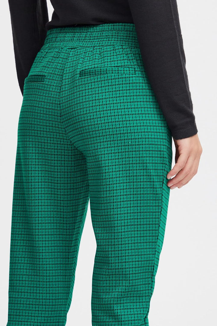 ICHI IHKATE Cameleon PA Damen Hose Stoffhose mit Stretch Enger Schnitt Elastikbund XL Cadmium Green