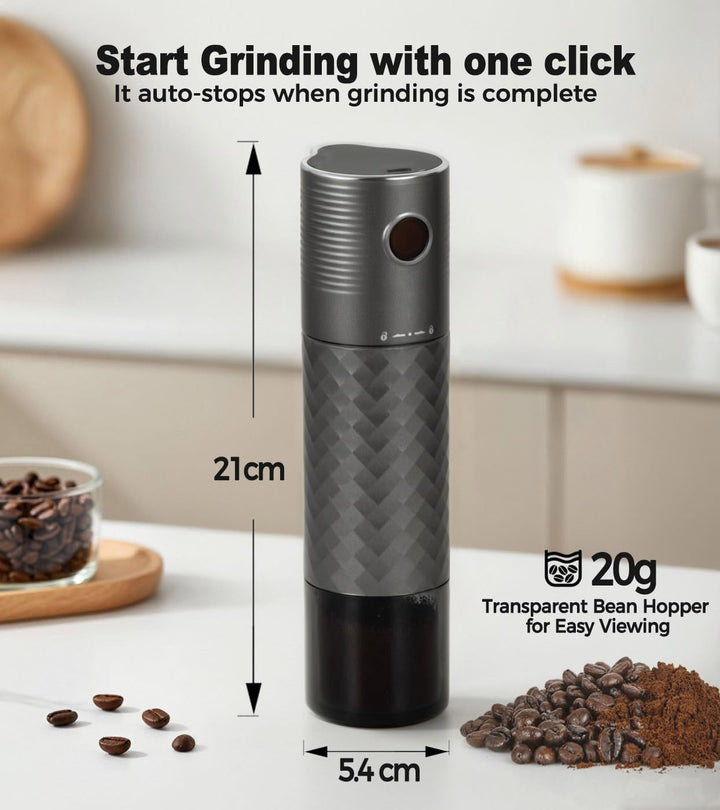Tragbarer elektrischer Kaffeemühle mit keramischem Kegelschleifer, einstellbare Einstellungen von gr