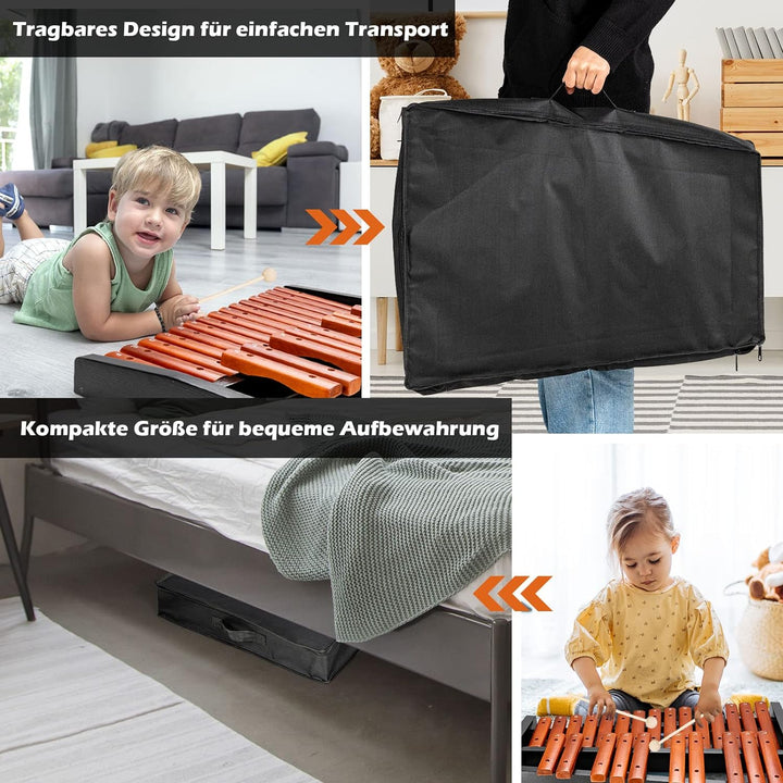 COSTWAY 25 Noten Glockenspiel Xylophon Holz mit Schlägel Tragetasche, Percussion Geeignet für Kinder
