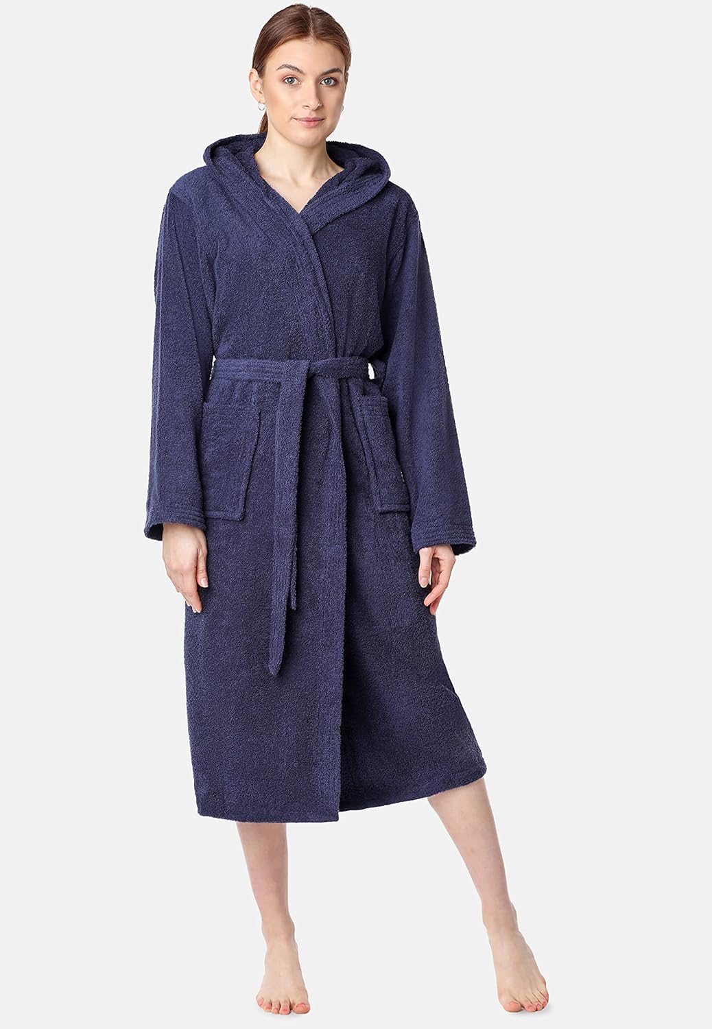 Ladeheid Damen Frottee Bademantel aus 100% Bio-Baumwolle LA40-225, Dunkelblau (D12)