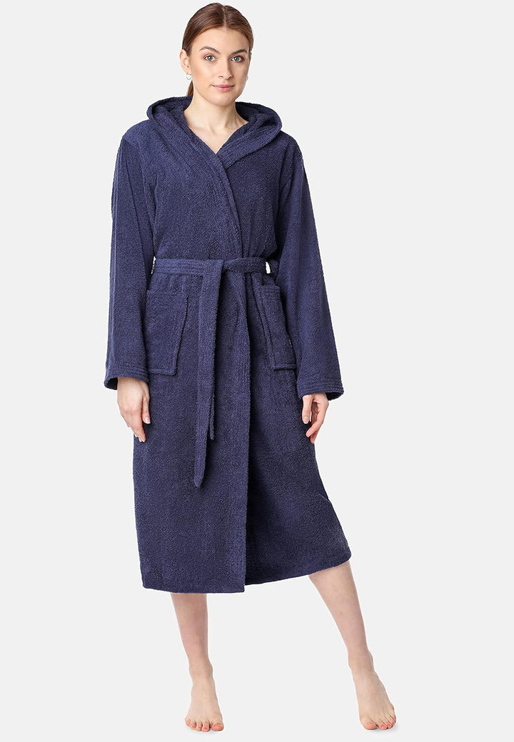 Ladeheid Damen Frottee Bademantel aus 100% Bio-Baumwolle LA40-225, Dunkelblau (D12)