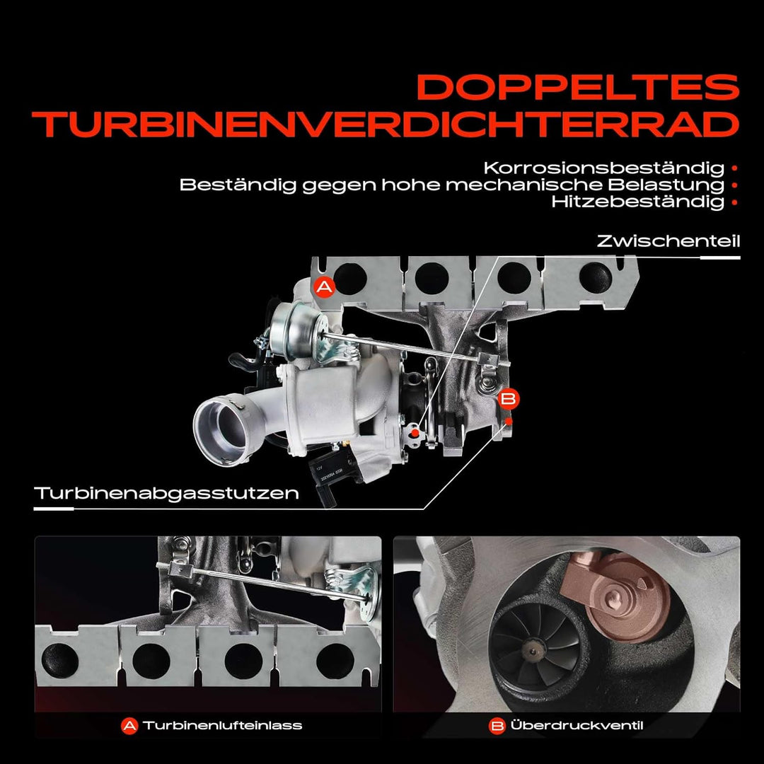 Frankberg Turbolader Abgasturbolader Kompatibel mit A3 8P1 2004-2012 Leon 1P1 2009-2012 Superb II 3T