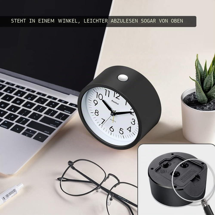 Eachui Wecker Analog Ohne Ticken mit Schlummerfunktion, Nachtlicht, Batteriebetrieben, Geräuschlos,