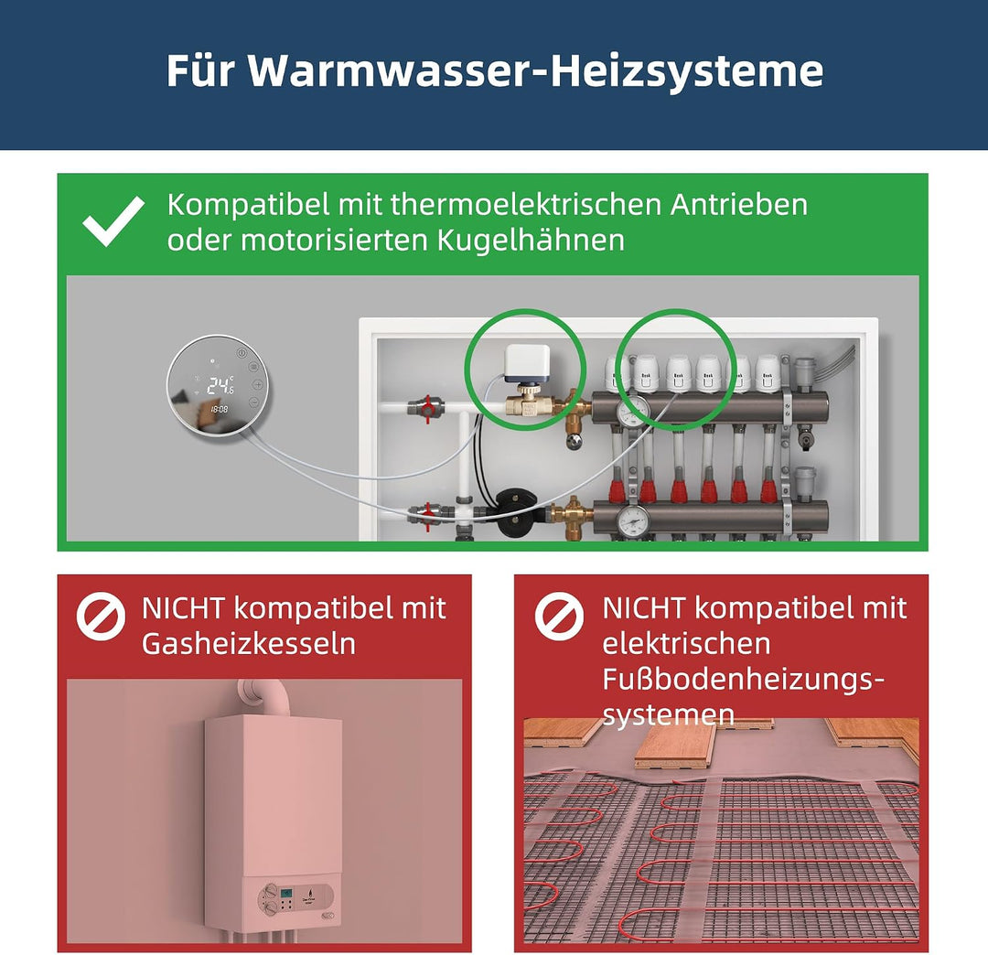 Beok Smart fussbodenheizung Thermostat, Programmierbare WiFi Thermostate für die Warmwasserbereitung