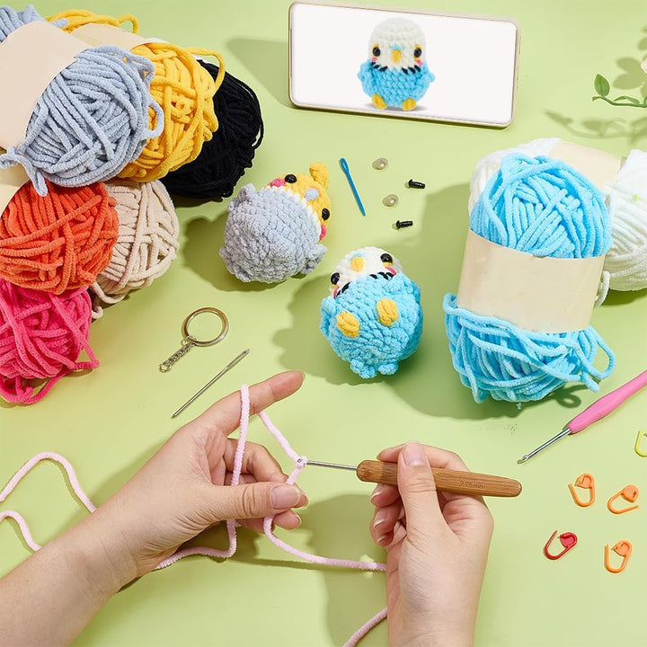 FREEBLOSS 4 Set Vogel Häkelset Für Anfänger Häkeltier Set Mit Schritt Für Schritt Video Tutorials Ga