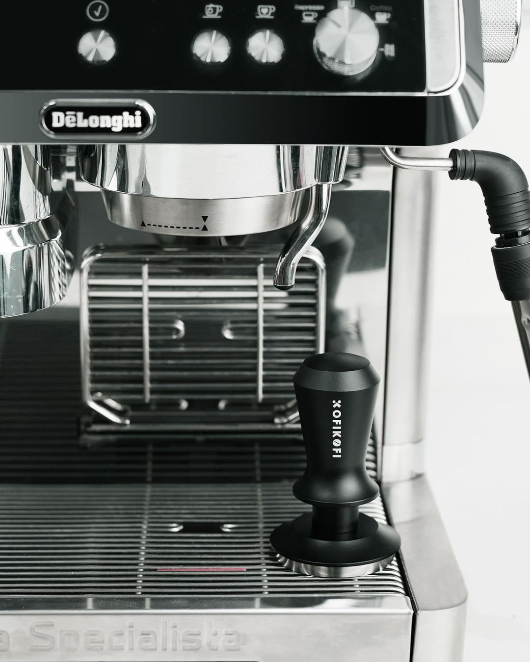 KOFIKOFI 58mm Kaffee Tamper mit Doppelfeder 30lbs Anpressdruck Kaffeemehlpresser Base Ripple Kaffee