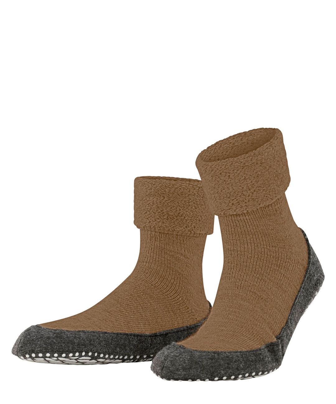 FALKE Herren Cosyshoe M Hp Wolle Rutschhemmende NoppenStoppersocken 37/38 EU Beige Wood 4241, 37/38