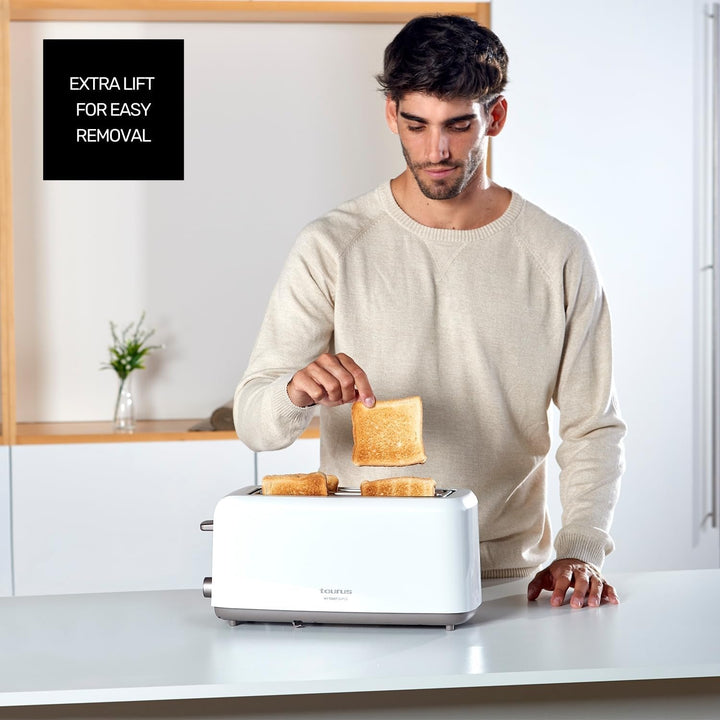 Taurus Toaster | Mytoast Duplo | breite Toastschlitze | 1450W | Stopp-, Wiederaufwärm- und Auftaufun