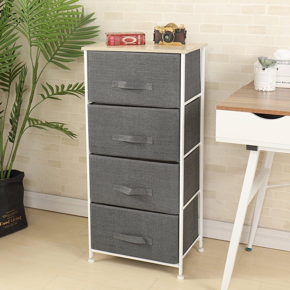 sogesfurniture Aufbewahrung Kommode Garderoben mit 4 Stoff-Schubladen, universale Schubladenbox Schu