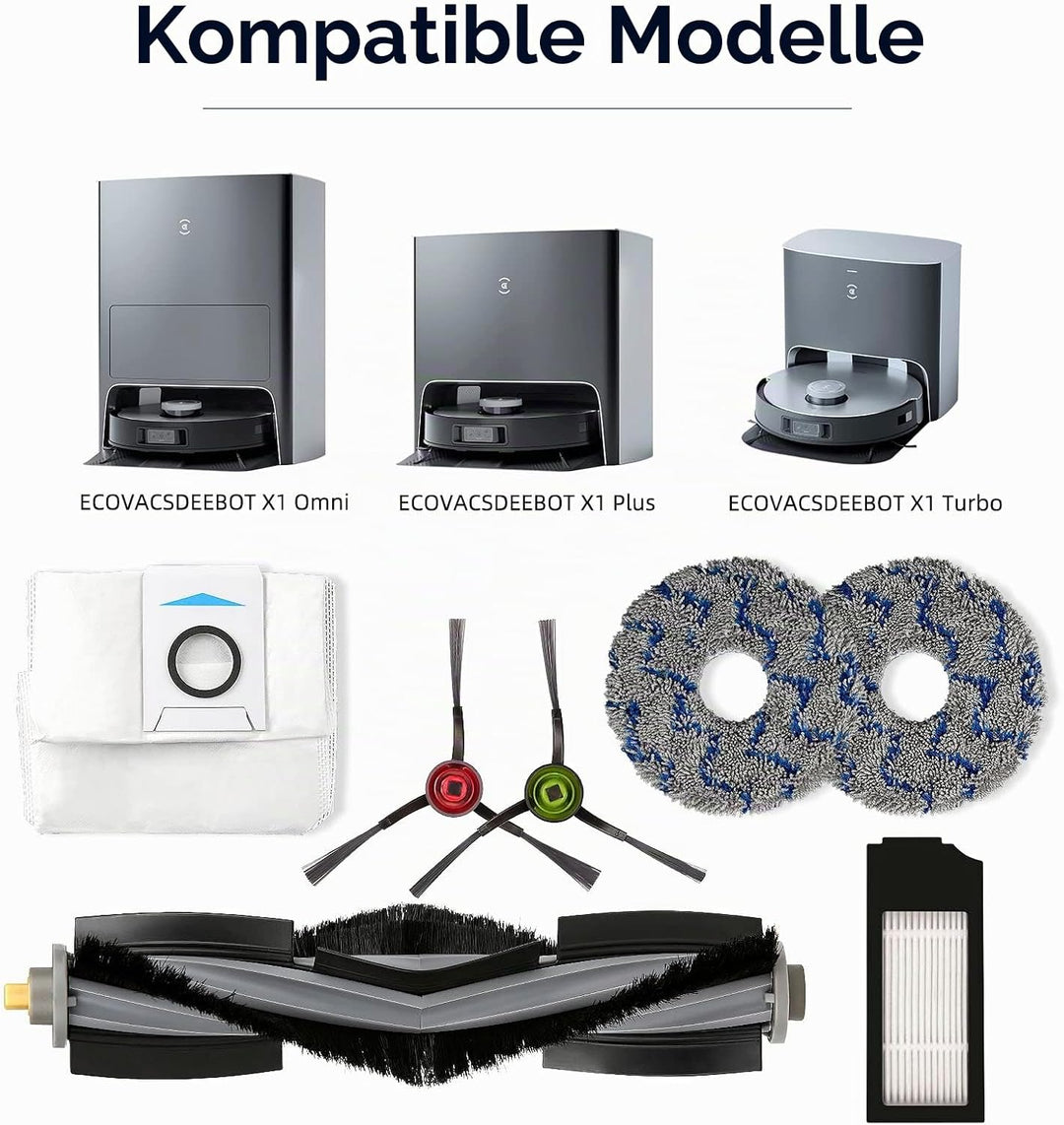 (15 Stück) Ersatzteile für ECOVACS DEEBOT DEEBOT X1 Omni X1 PRO Omni X1 Omni T10 Omni Zubehör-Kit, 1