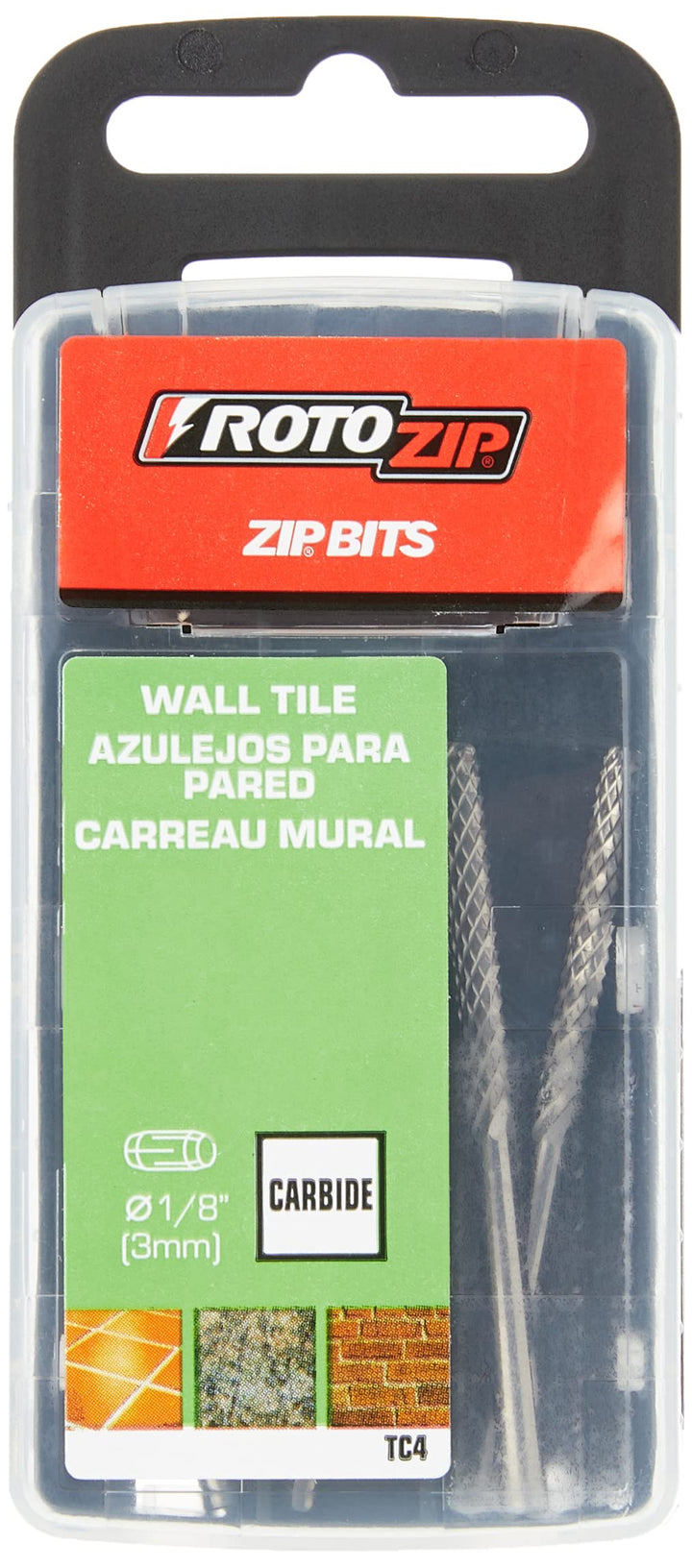 Roto Zip TC4 Fliesenschneid-Bits, Hartmetall, 1/8 Zoll, 4er-Pack