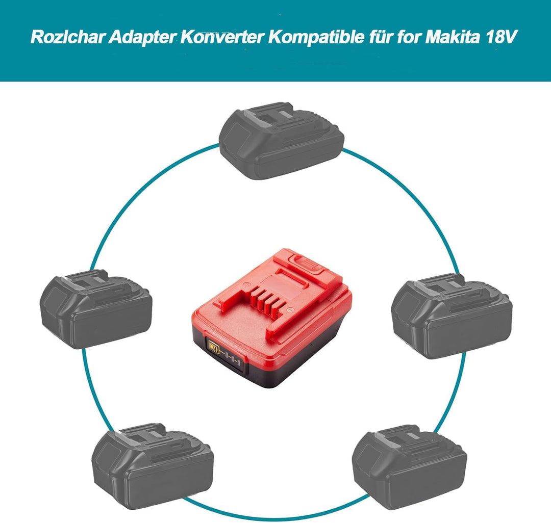 Adapter Konverter für Makita 18V BL1860 BL1850 BL1840 Li-Ion Akku auf für Einhell 18V Li-Ion Elektro