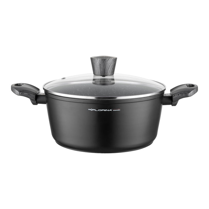 FLORINA Topf aus Aluminium (4 l) | 24 cm Durchmesser | Kochtopf mit Glasdeckel - Antihaftbeschichtet