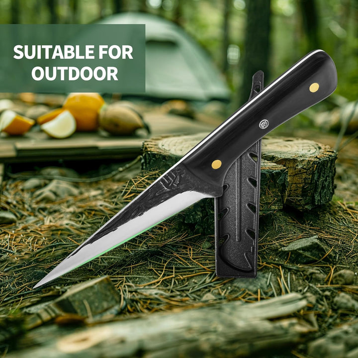 FULLHI Multi-color Holzgriff Full Tang Ausbeinmesser mit Scheide, High Carbon Steel Fishing Meat Sli