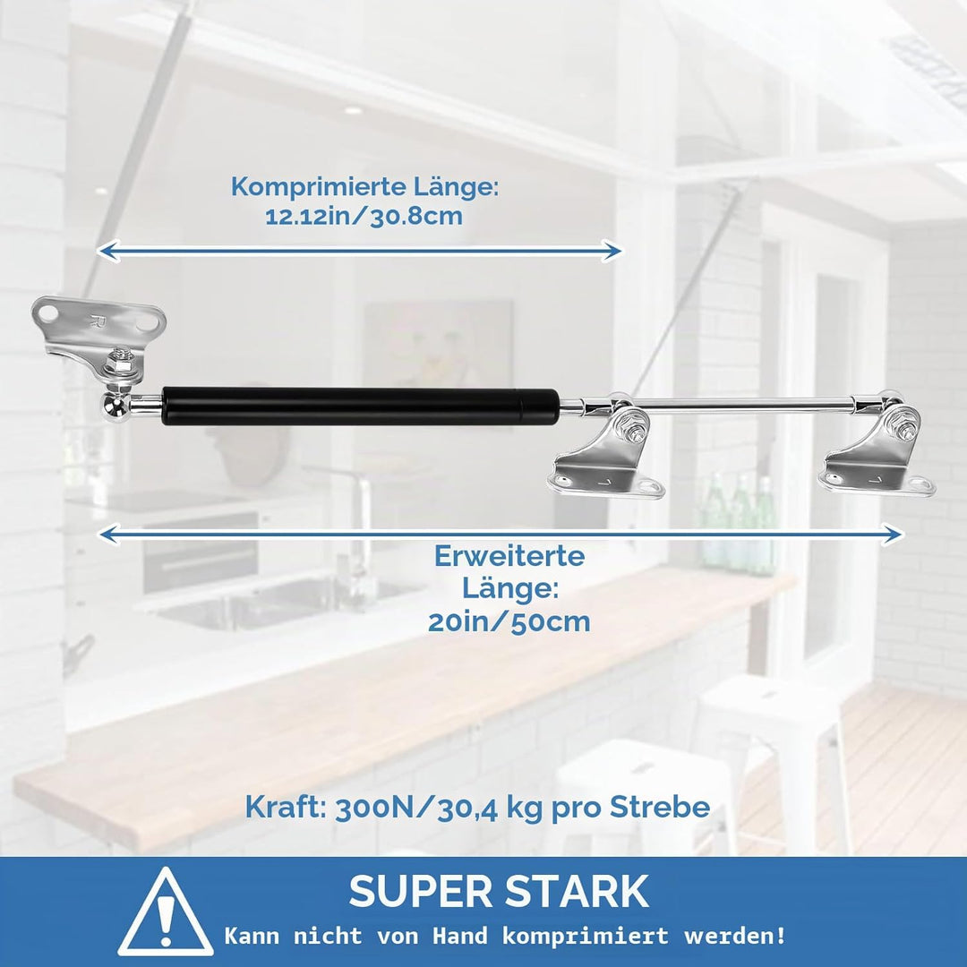 2 Stück Gasdruckdämpfer Anhänger, 50cm 300N L-Typ Hydraulische Gasdruckfeder Schwerlast Gasdruckfede