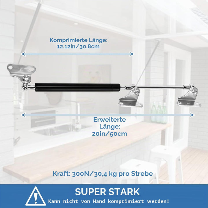 2 Stück Gasdruckdämpfer Anhänger, 50cm 450N L-Typ Hydraulische Gasdruckfeder Schwerlast Gasdruckfede