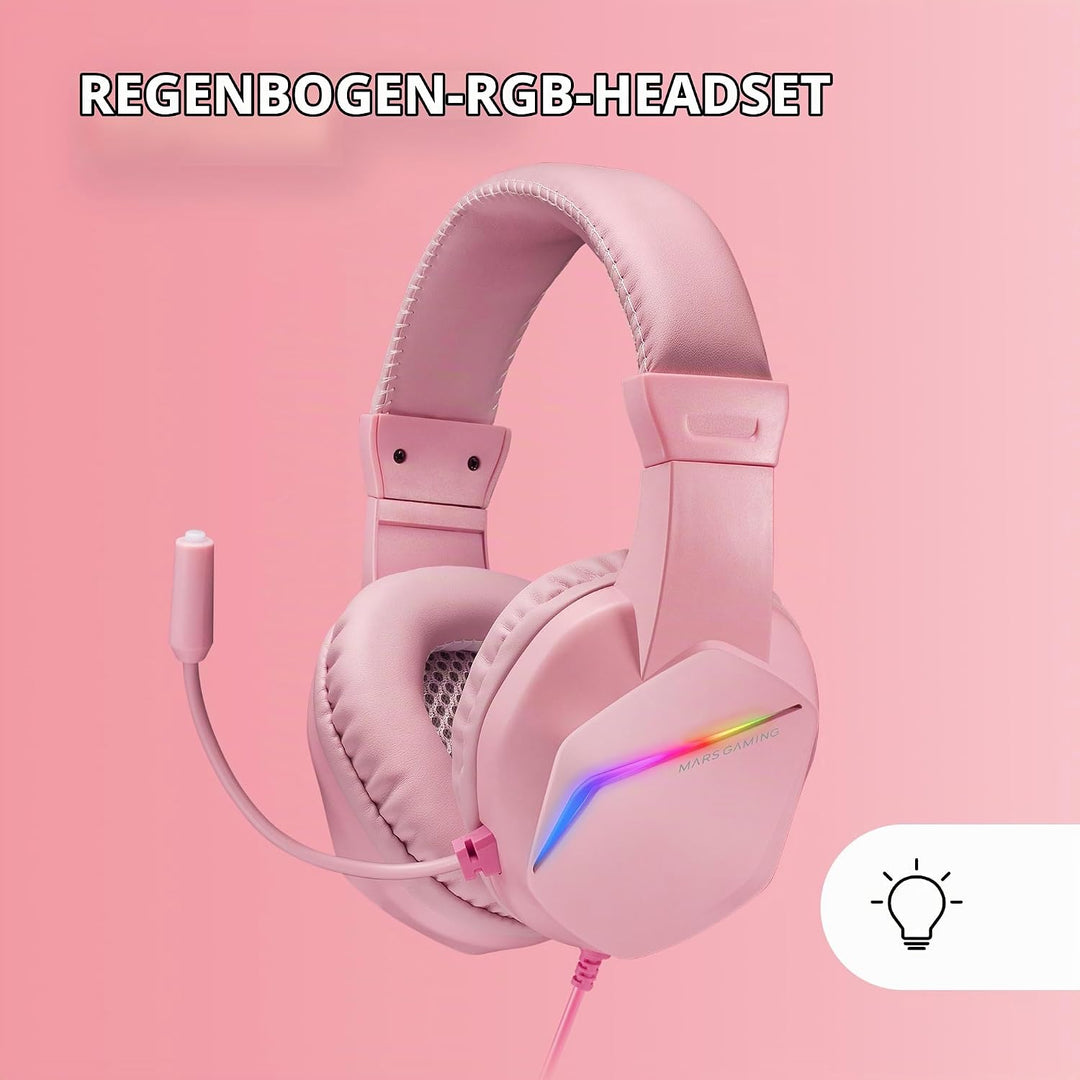 MARSGAMING MCP-RGB3, Pack Gaming-Tastatur Fixed RGB + Gaming-Maus RGB Flow 3200 DPI + Headset Over-E