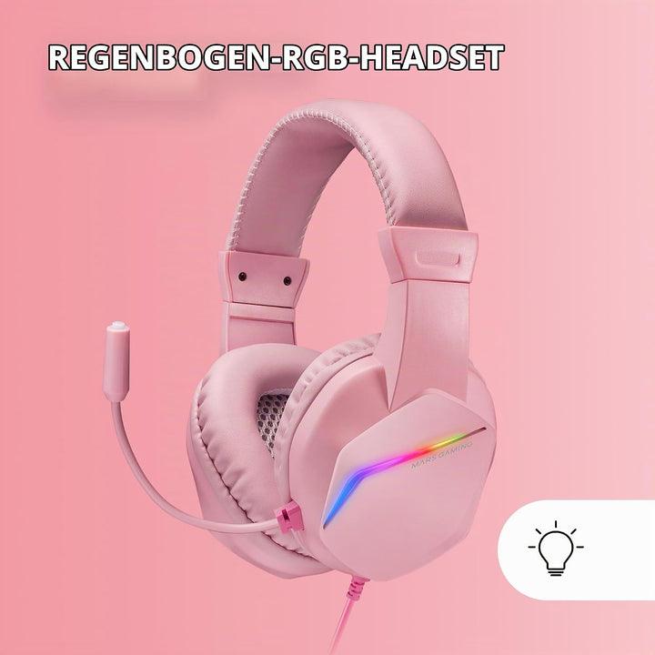 MARSGAMING MCP-RGB3, Pack Gaming-Tastatur Fixed RGB + Gaming-Maus RGB Flow 3200 DPI + Headset Over-E