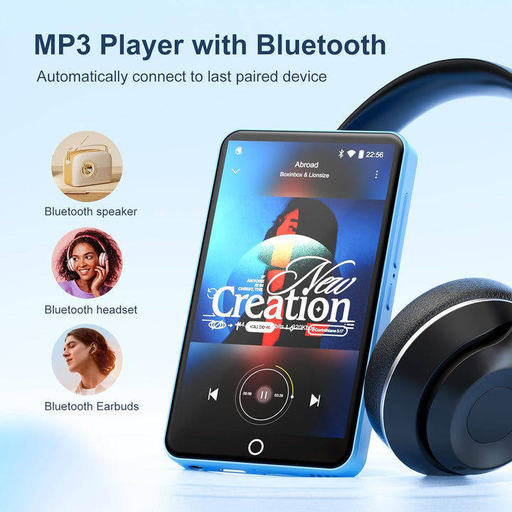 MP3 Player mit Bluetooth und WiFi, Oilsky 80GB 4 Zoll 1080P Touchscreen MP4 Player, Android 9.0, Tra