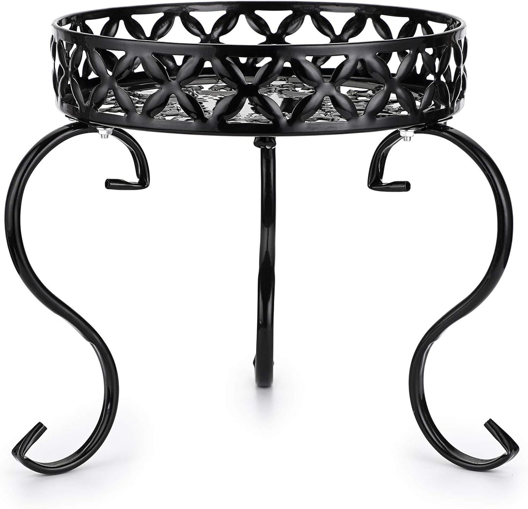 SUMNACON 1 x Kunst-Metall-Pflanzenständer, Blumentopf-Halter für drinnen und draussen, Schwarz (ohne