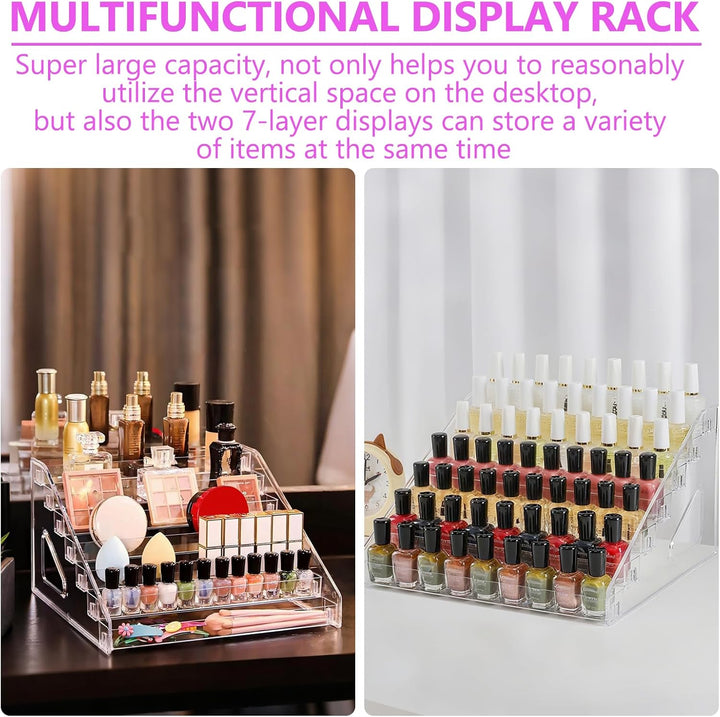 2 Stück Nagellack Aufbewahrung 168 Flaschen, 7 Schichten Nagellack Organizer, nagellack Regal Acryl