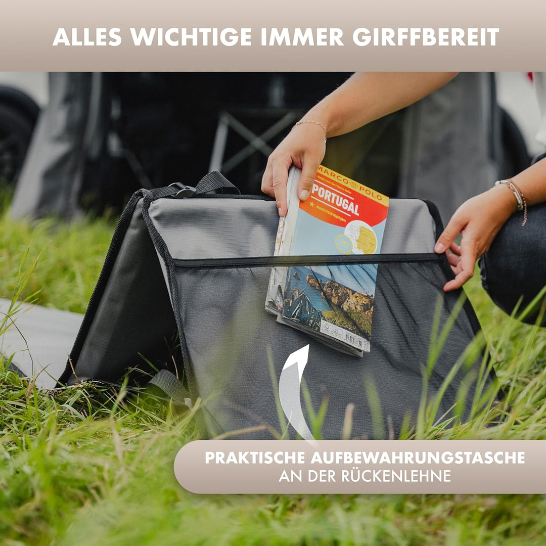 NATURBUMMLER Campingliege faltbar leicht [Cloud Lounge+] – tragbare Strandliege mit Rückenlehne &amp; Ta