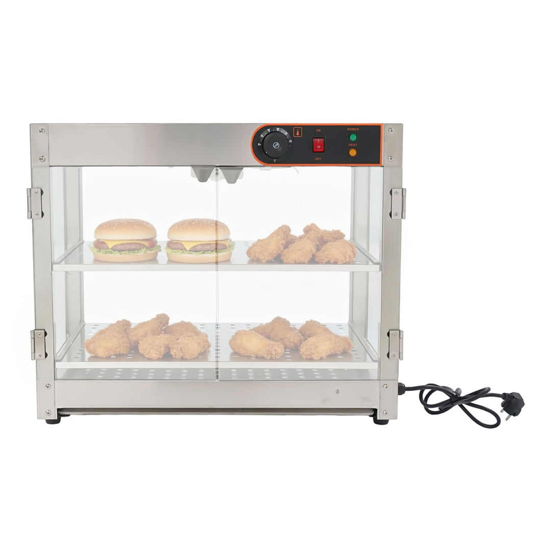 800W 220V Warmhaltevitrine 2 Etagen SpeisenwäRmer Warmhaltetheke für Buffet | Vorwärmzeit: 10min, Te