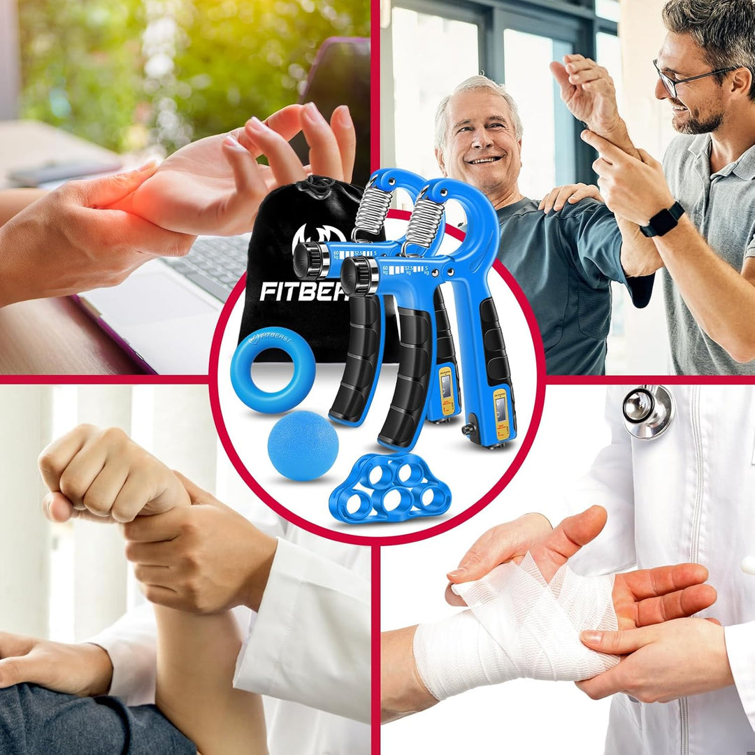FitBeast Handtrainer Trainingsset (5-teilig), 2 Unterarmgriff Einstellbare Widerstand Handgreifer, F