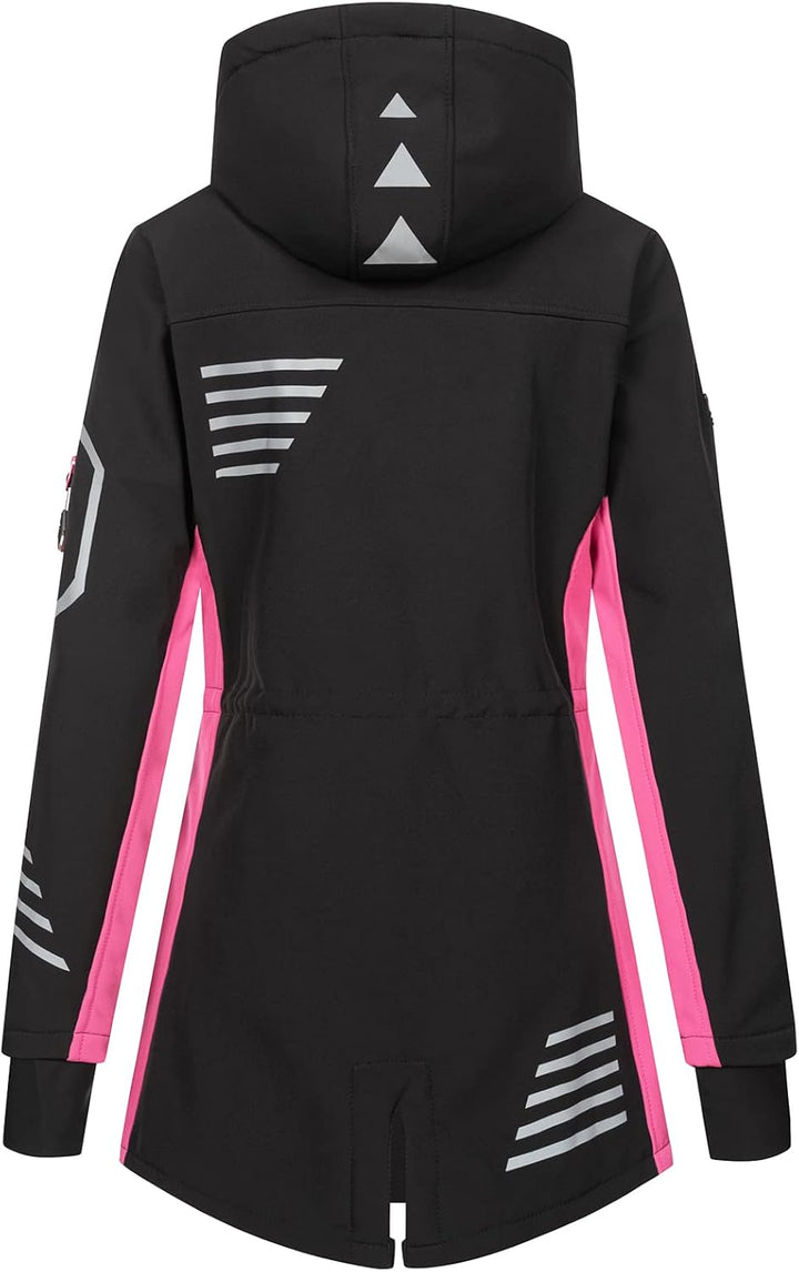 Rock Creek Damen Softshell Jacke Mantel D-491 XS Schwarz-Pink, XS Schwarz-Pink