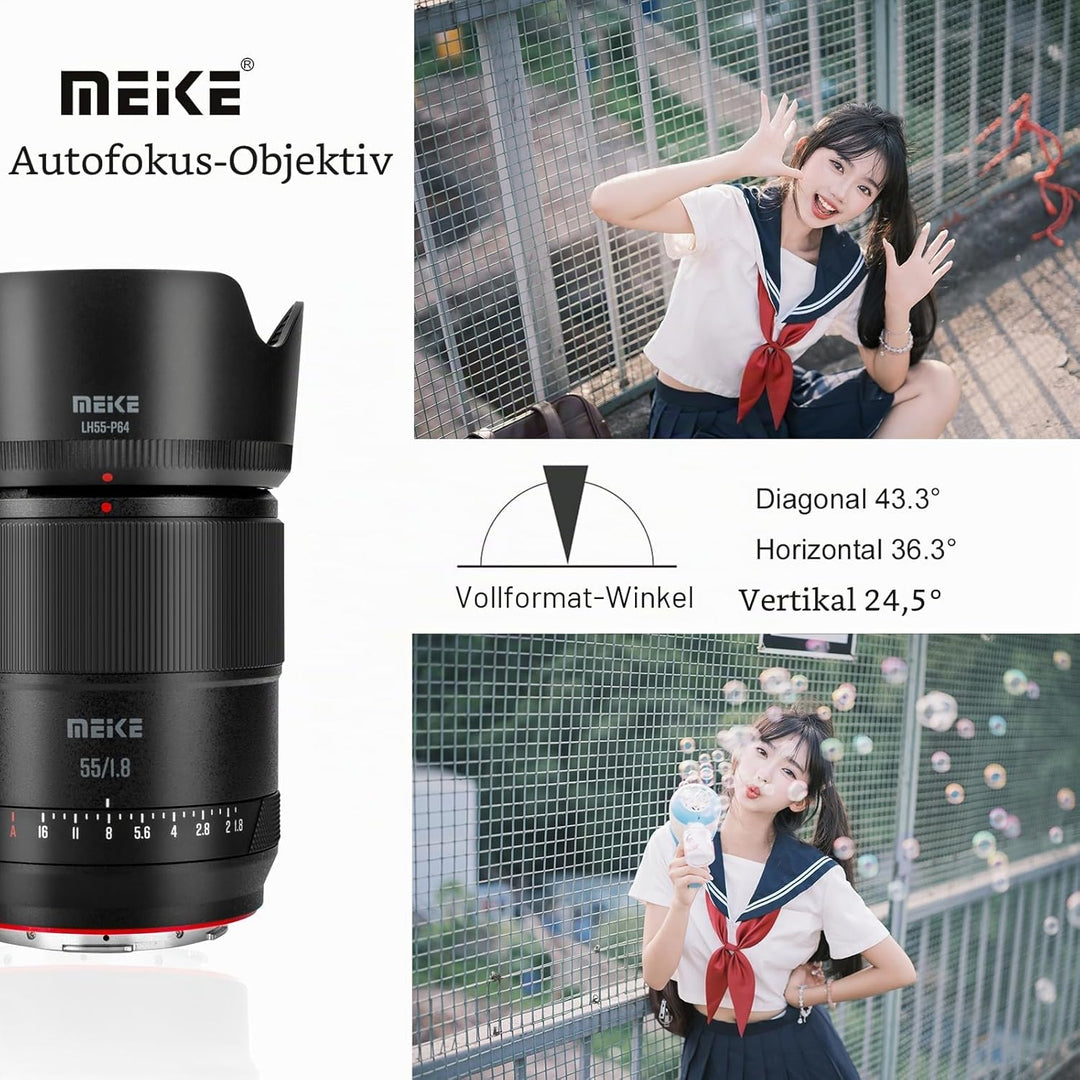 Meike 55 mm F1.8 Autofokus grosse Blende STM Vollformat Standard Prime Portrait Objektiv kompatibel